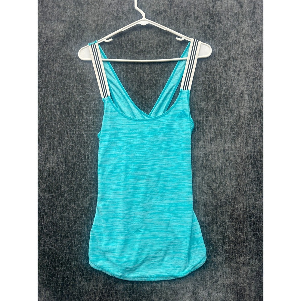 Adidas Tank Top Womens Medium Aqua Blue Climalite‎ Performer X-Back Athletic Fit